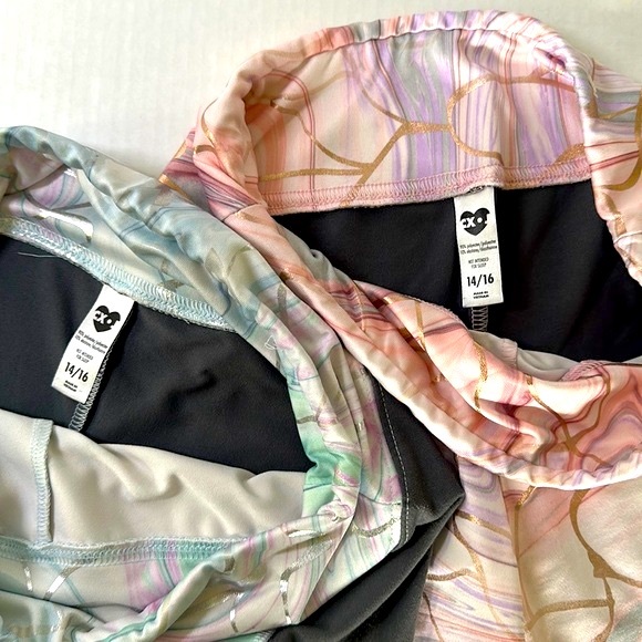 CX.J by Justice | 2 Piece Active Wear Shorts Multi Color w/ Metallic | Size14/16 - Picture 7 of 9